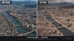 Aftermath when a president launches nuclear weapons. Before and after photos of hiroshima