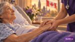 Elderly patient and nurse at a hospital in canada