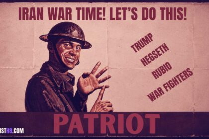 Military influencers an old 1940’s war propaganda poster with updated text