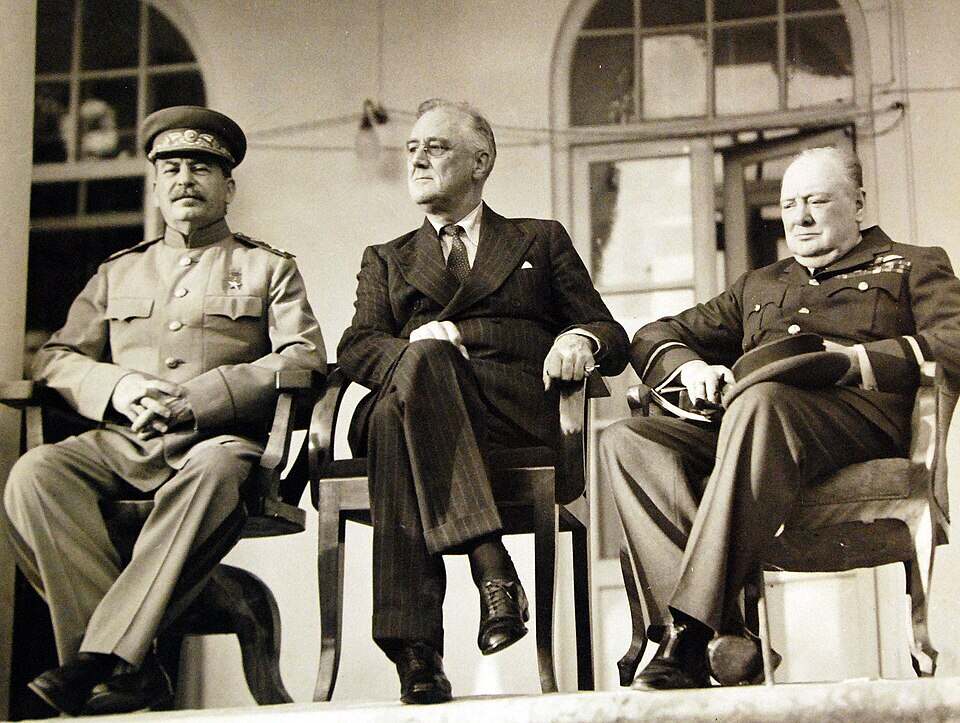 roosevelt churchill stalin Tehran conference, november 28-december 1, 1943. The strategy meeting of premier joseph stalin, president franklin d. Roosevelt, and prime minister winston churchill at the russian embassy at tehran, iran. This conference was the first of “big three” leaders