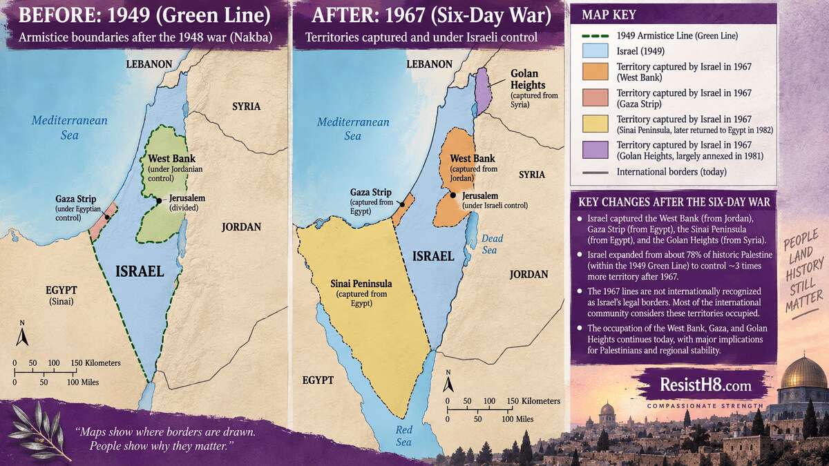 map after nakba green line Map showing the the result of the six-day war when israel regained or took control of several territiries. Israel’s occupation of palestine