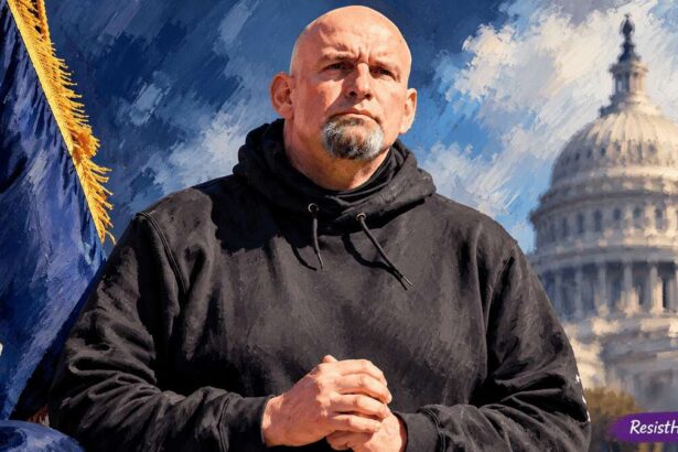 Painting of senator john fetterman using a filter