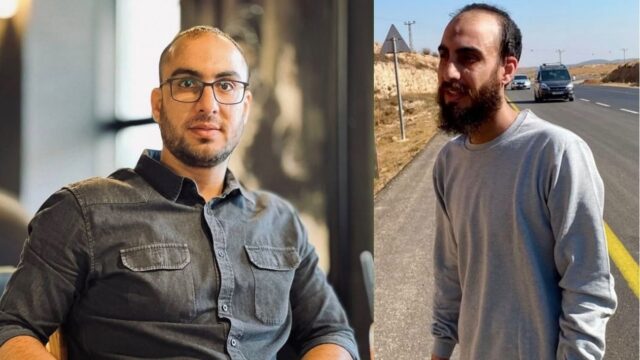 The palestinian journalist held without charge in an israeli prison.